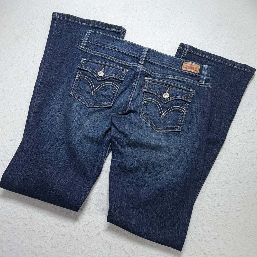 Levi's Too Superlow Jeans Size 5M Dark Wash Bootcut Flap Pocket